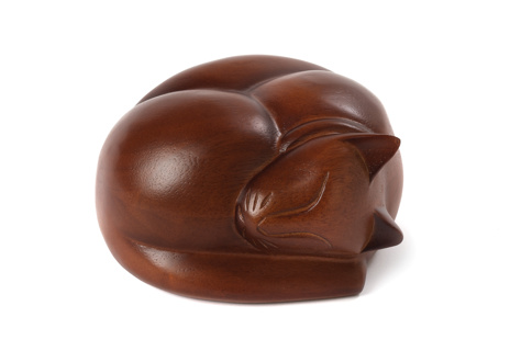Brown Wooden Sleeping Cat - £55